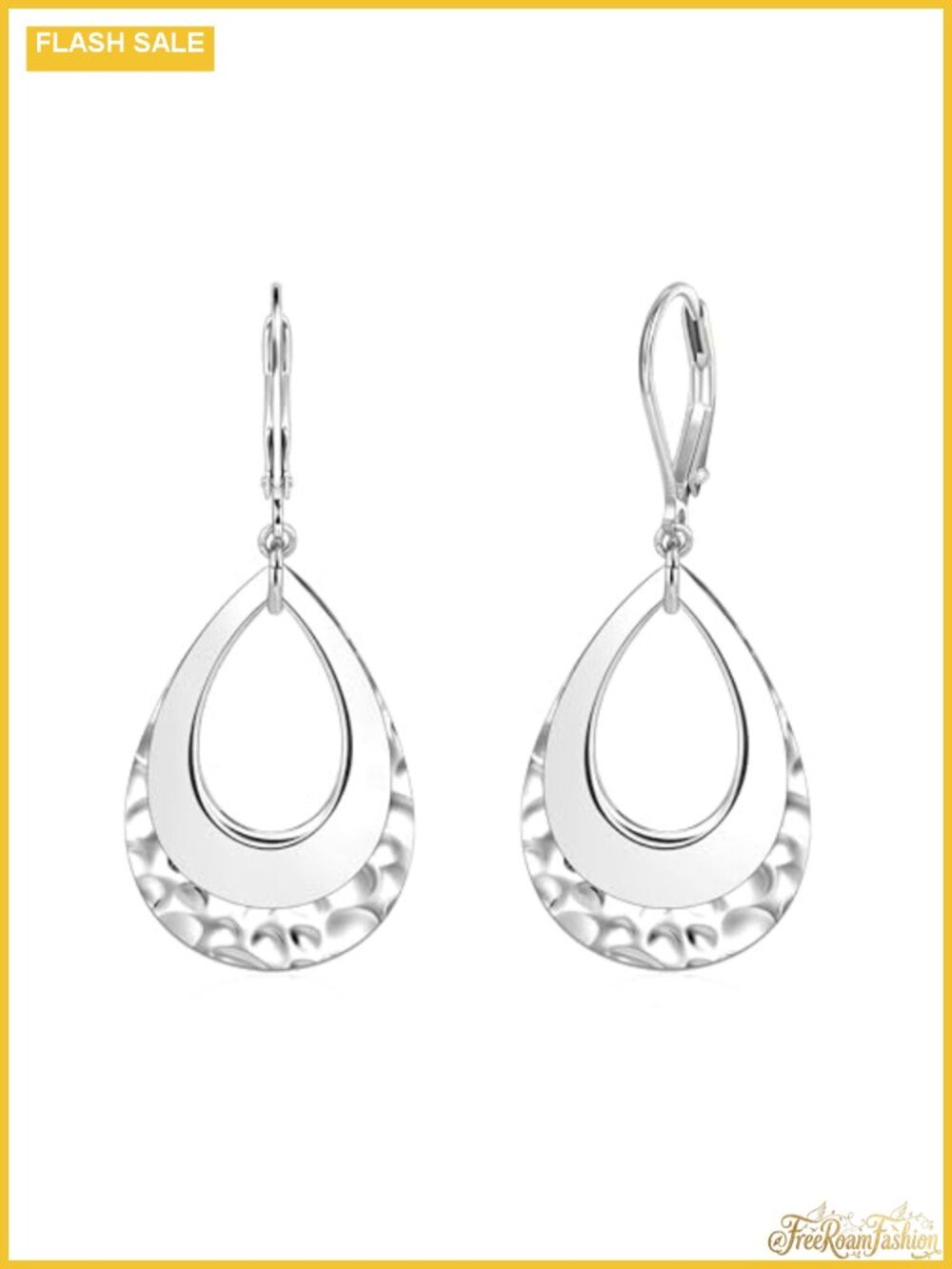 Hammered Teardrop Leverback Dangle Earrings Hypoallergenic Boho Drop Jewelry